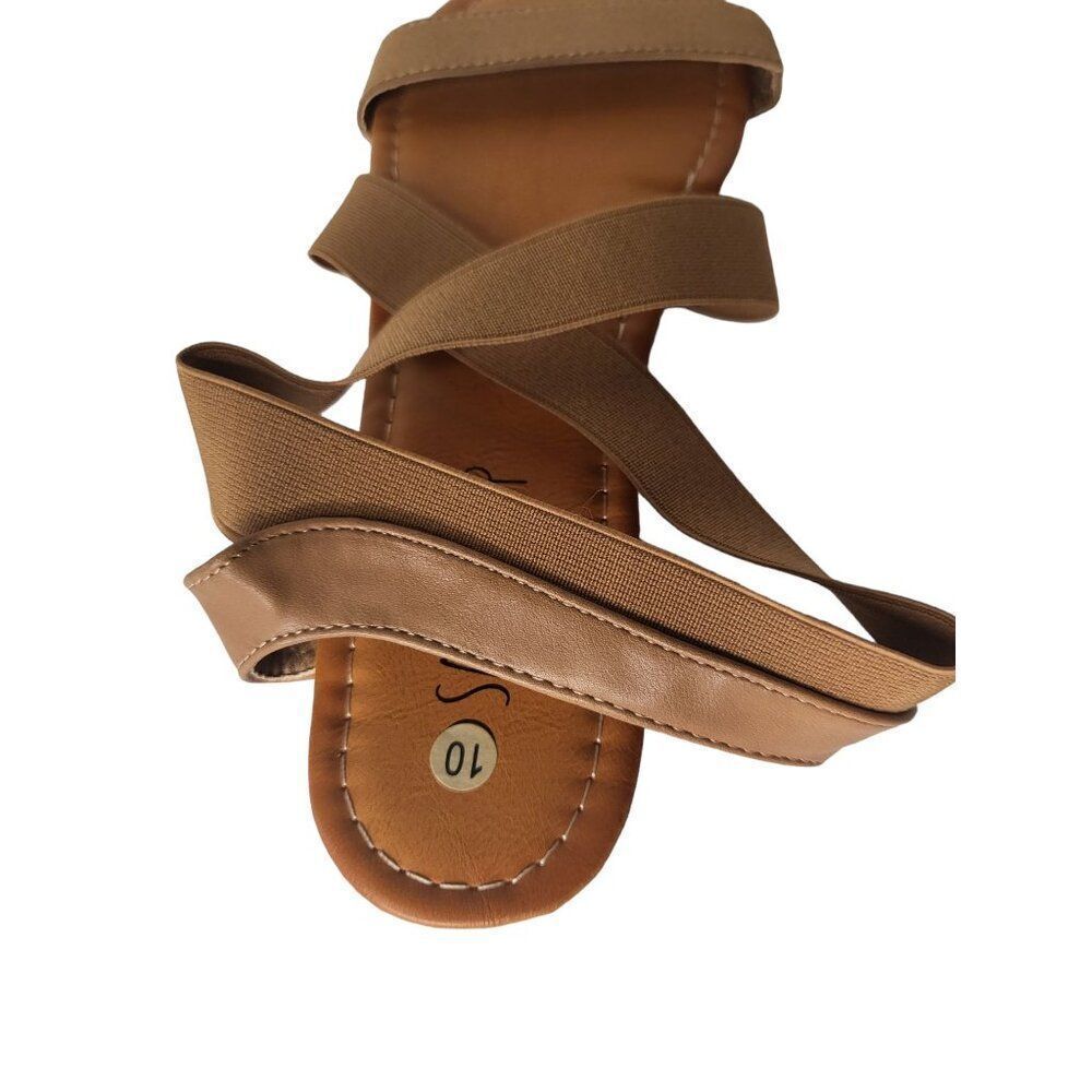 Sandalup Slingback Sandals Women Sz 10‎ Brown Adjustable Strap Flat Boho Summer - Picture 8 of 8